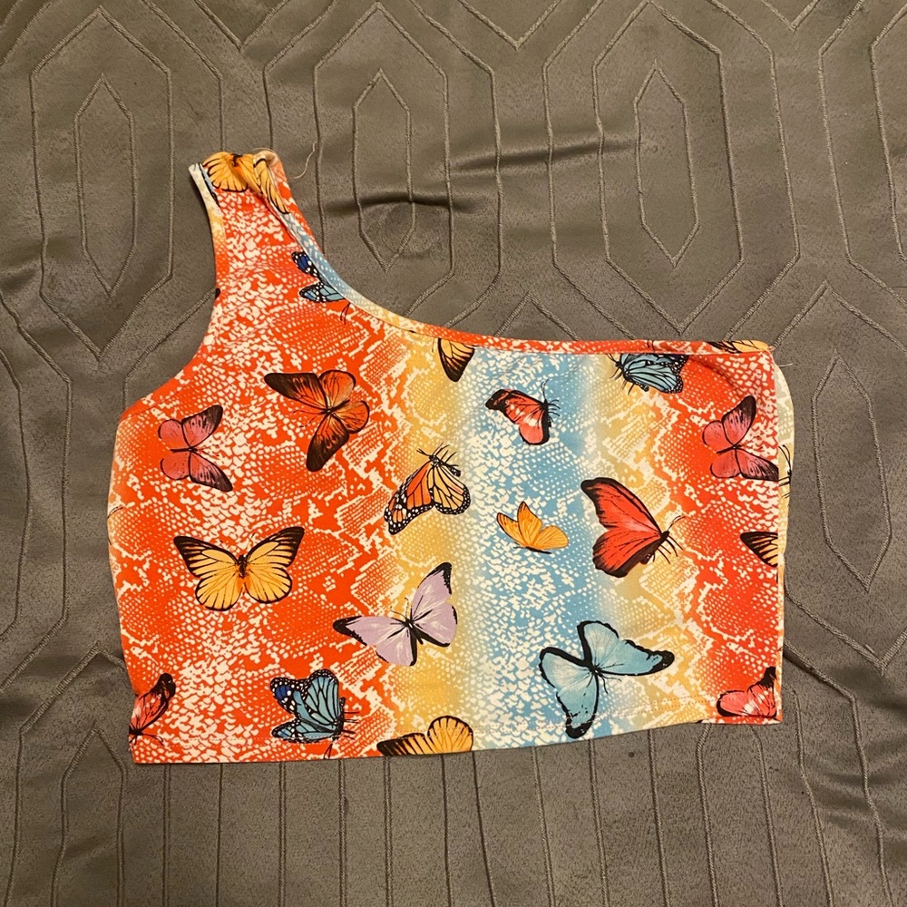 Butterfly one-strap tank top